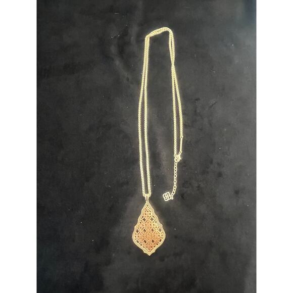 Designer Kendra Scott Yellow & Rose Gold Plate, Aiden 32" Necklace - Picture 4 of 4